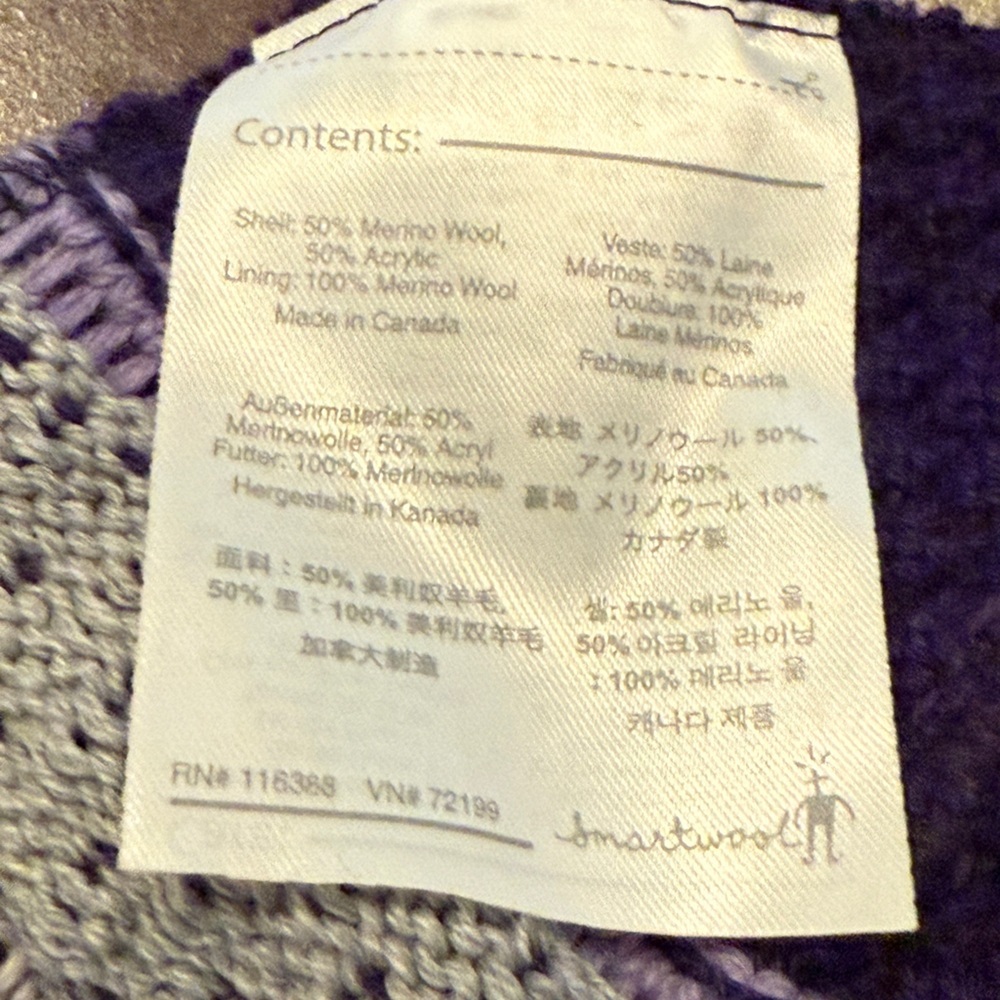 Smartwool Merino Wool Purple/Gray Knit Beanie Hat. NWOT - Picture 3 of 4